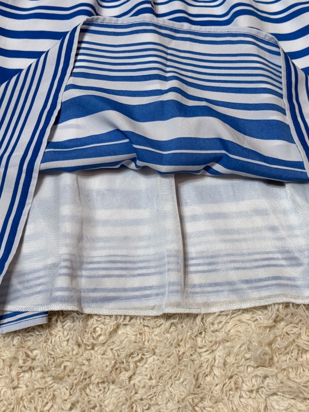 NWOT Women’s medium Bebop Blue Polka Dot & Stripe Dress - Picture 5 of 7